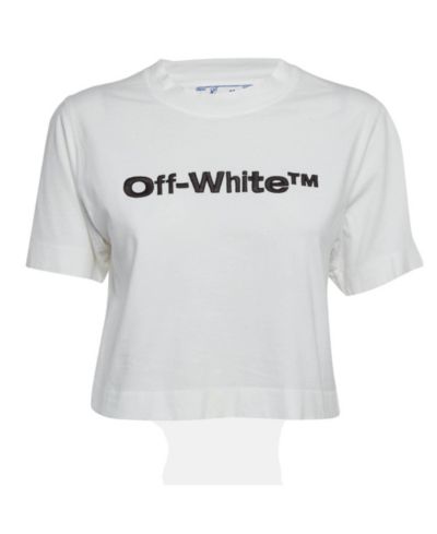 Pre-Owned Off-White Женский укороченный T-shirt с вышитым логотипом