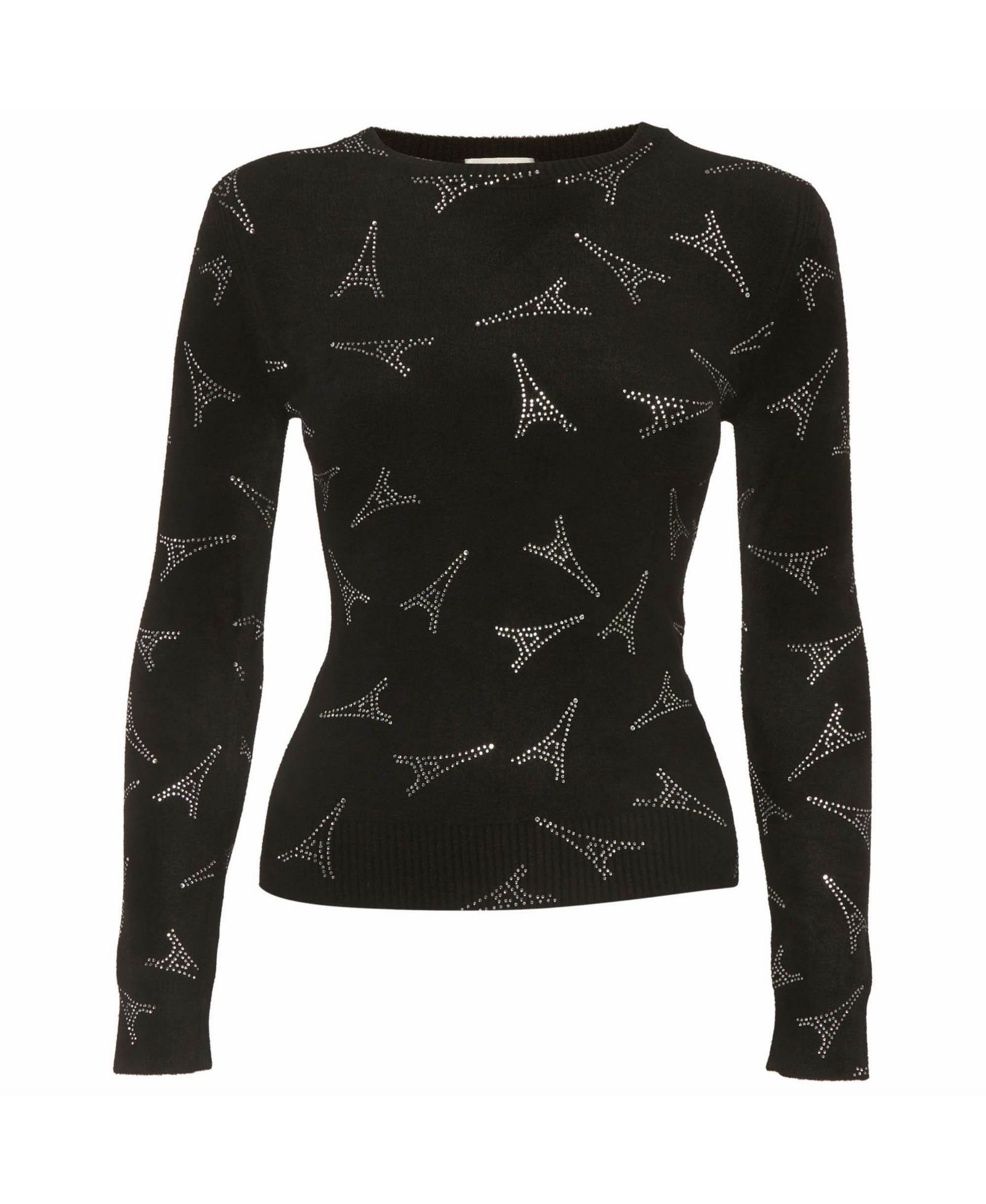 Pre-Owned Balenciaga Women's Eiffel Tower Rhinestone Velvet Sweater