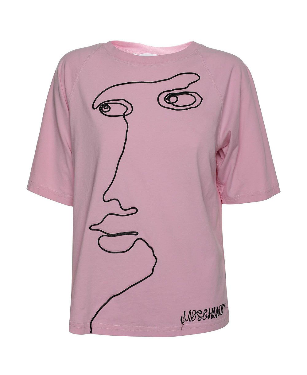 Pre-Owned Moschino Women's Face Embroidered T-Shirt
