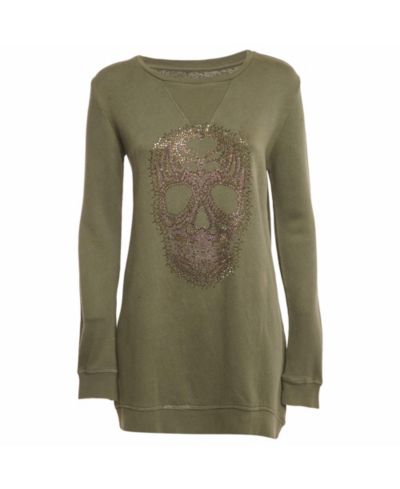 Женский хлопковый джемпер-туника Zadig & Voltaire с украшением в виде черепа