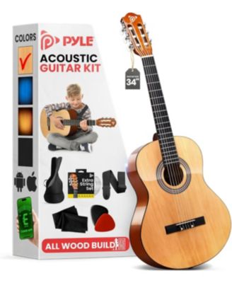 Pyle акустическая гитара для начинающих 34" 6-струнная Junior All-Wood для детей и взрослых