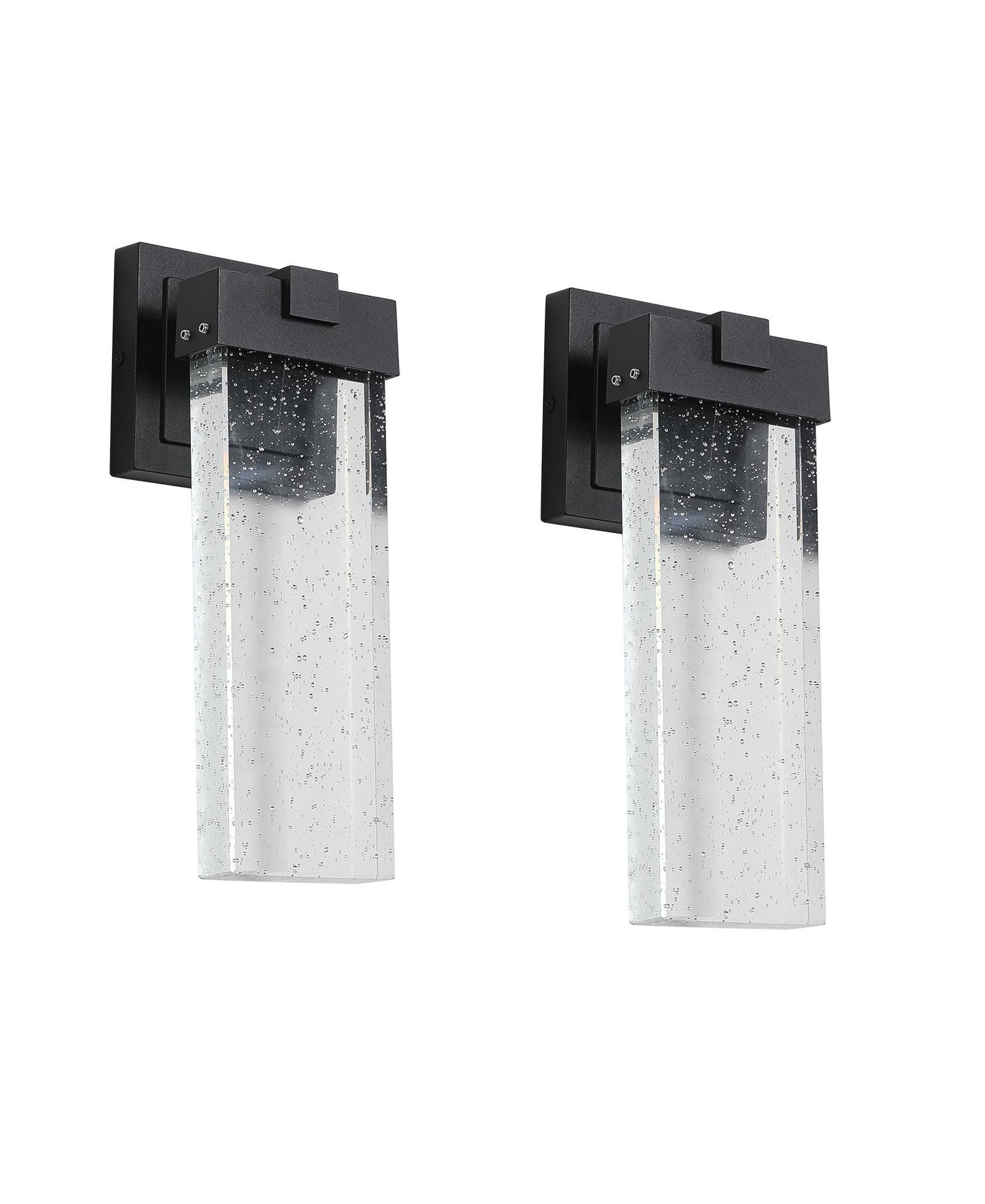 Clihome 2 Pieces Outdoor Waterproof Transparent LED Crystal Wall Lamp