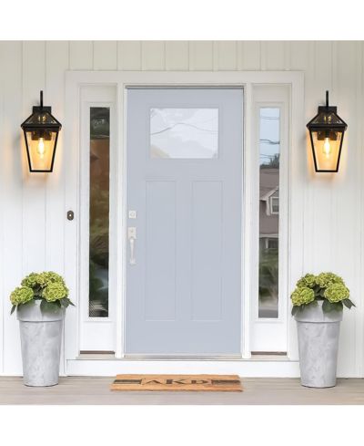 Набор из 2 уличных настенных фонарей Clihome Modern Metal and Clear Glass Sconce (Лампа не входит)