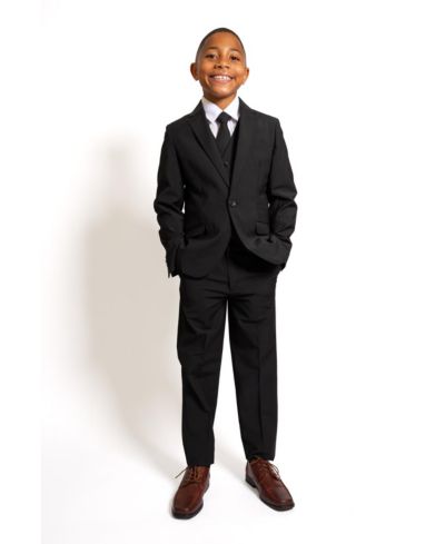 Peanut Butter Collection Big Boys Luxor Slim Fit Wool Blend 5-Piece Shirt, Tie, Jacket, Vest and Pants Suit Set