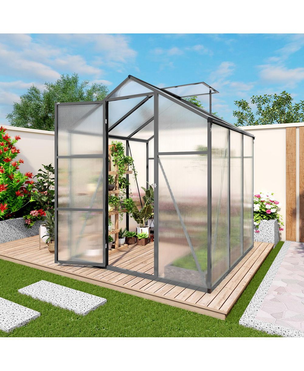 Streamdale Furniture Gain height windproof aluminum greenhouse Polycarbonate Greenhouse Raised Base
