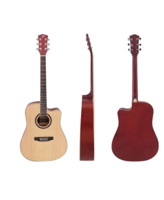 Pyle 41" Acoustic Guitar Kit with Cutaway Body, Accessory Pack - Natural Finish, PGA480NT