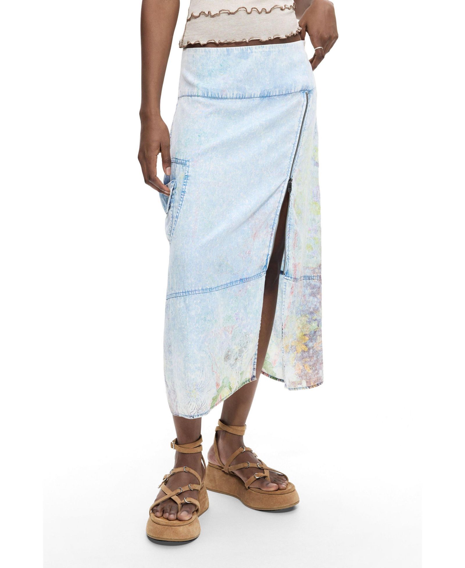Desigual Women's Midi denim skirt