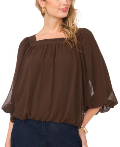 Vince Camuto Women's Square Neck Bubble Blouse