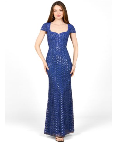 Женское платье Lara Beaded Gown with Glamourous Cap Sleeves