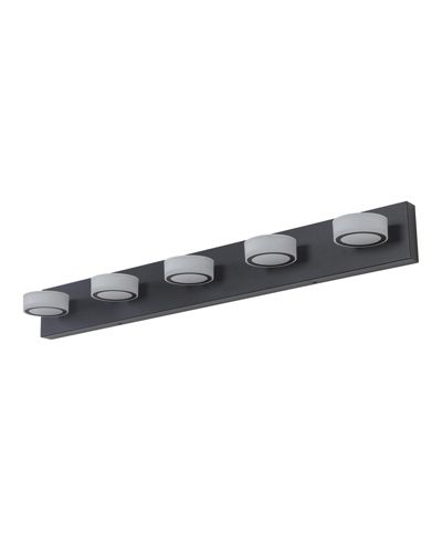 BUSDAYS 37 Inch Modern 5 Light LED Vanity Light Sleek Black Bathroom Wall Light Fixture for Mirror Shower and Bathroom Decor