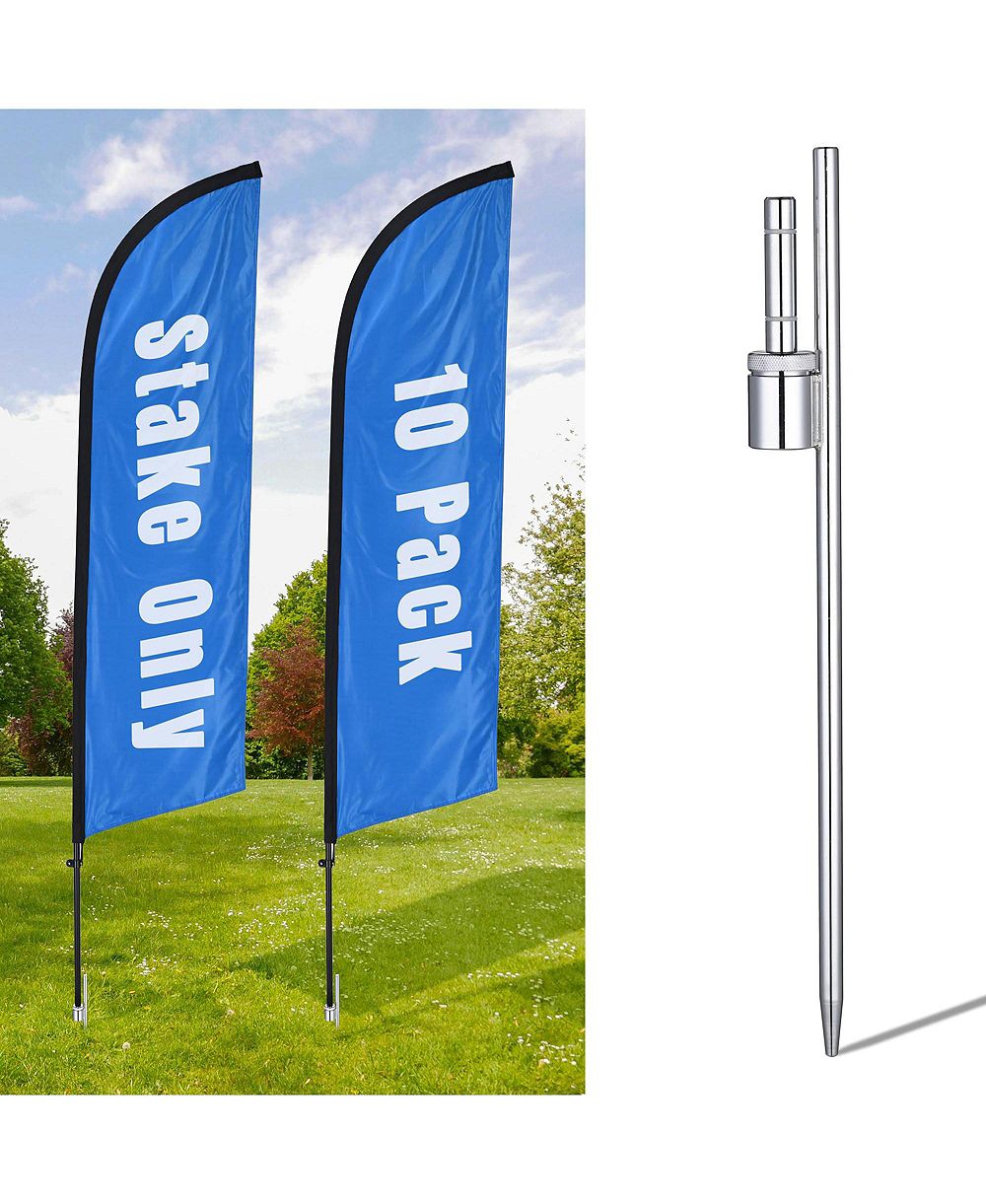 InstaHibit 10 Pack Feather Flag Ground Spike 20 Inch Ground Stake Flag Base Heavy Duty Flag Pole Holder