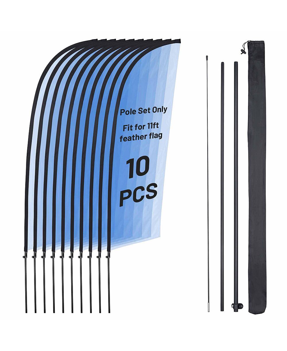 InstaHibit 10 Pack 10ft Feather Flag Pole Kit for Business Advertising Flags