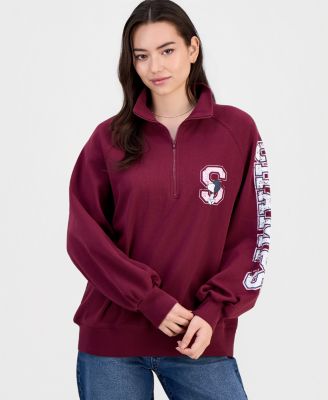 Peanuts Juniors' Snoopy Quarter-Zip Fleece Sweatshirt