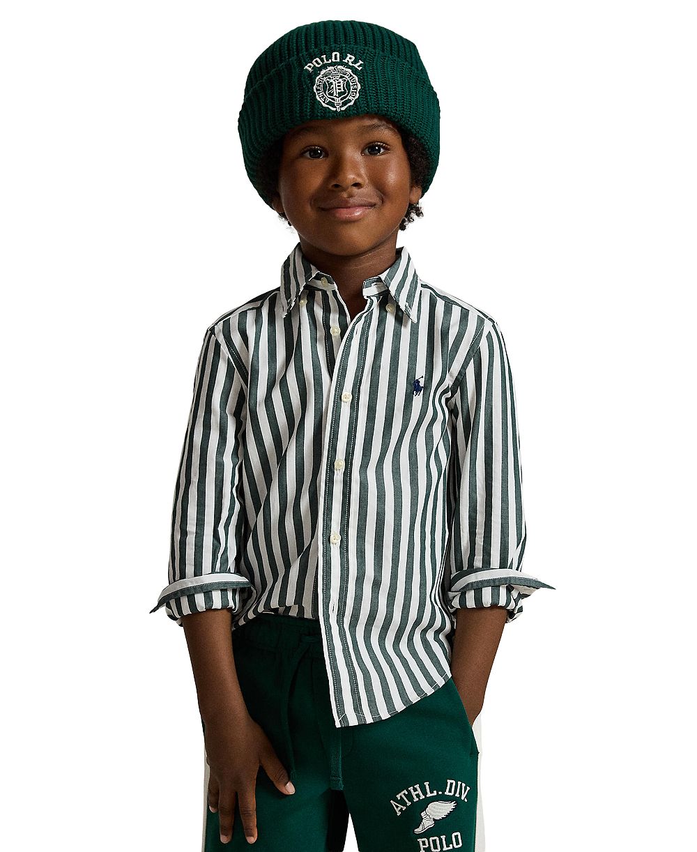 Мужская рубашка Polo Ralph Lauren Boys' 2T-7 Striped Cotton Poplin