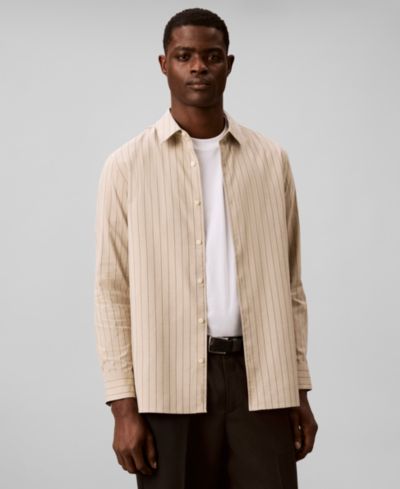 Calvin Klein Men's Pinstripe Classic Long-Sleeve Shirt