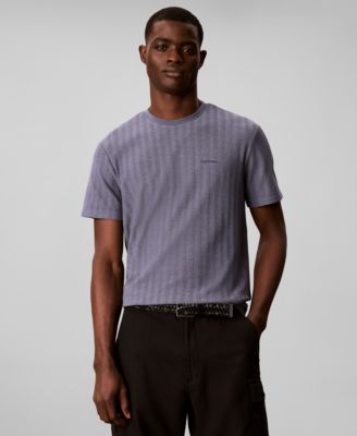 Calvin Klein Men's Vertical Stripe Textured Crewneck T-Shirt