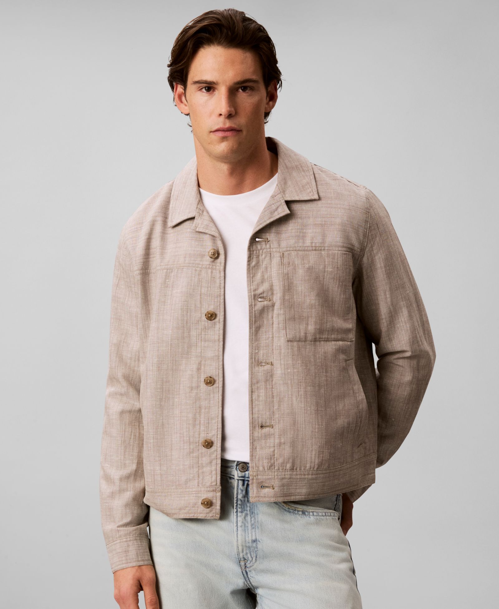 Calvin Klein Men's Linen Blend Shirt Jacket