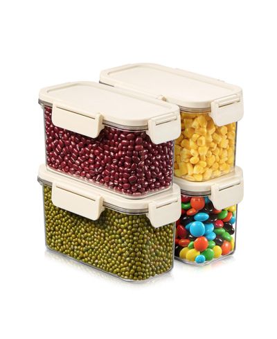 Sorbus набор из 4 герметичных контейнеров для хранения продуктов объемом 20.29oz/600 мл, прозрачныеstackable банки для кладовой, риса, макарон, хлопьев и закусок