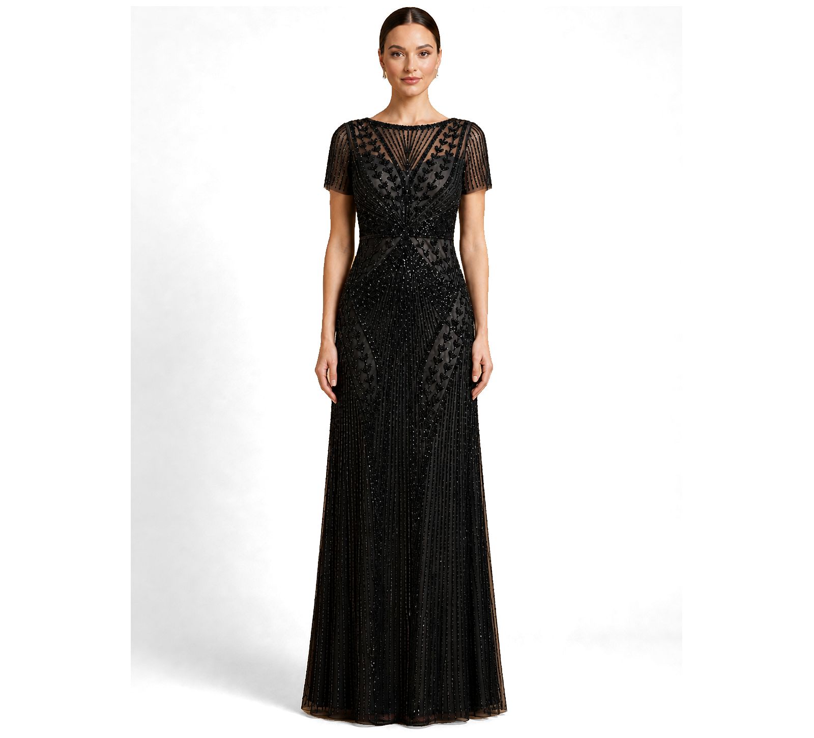 Lara Women's High Neck Beaded Gown