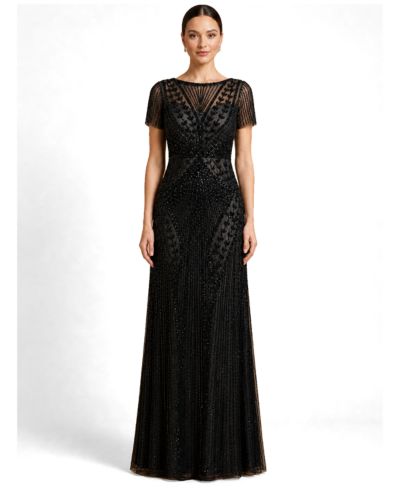 Lara Women's High Neck Beaded Gown