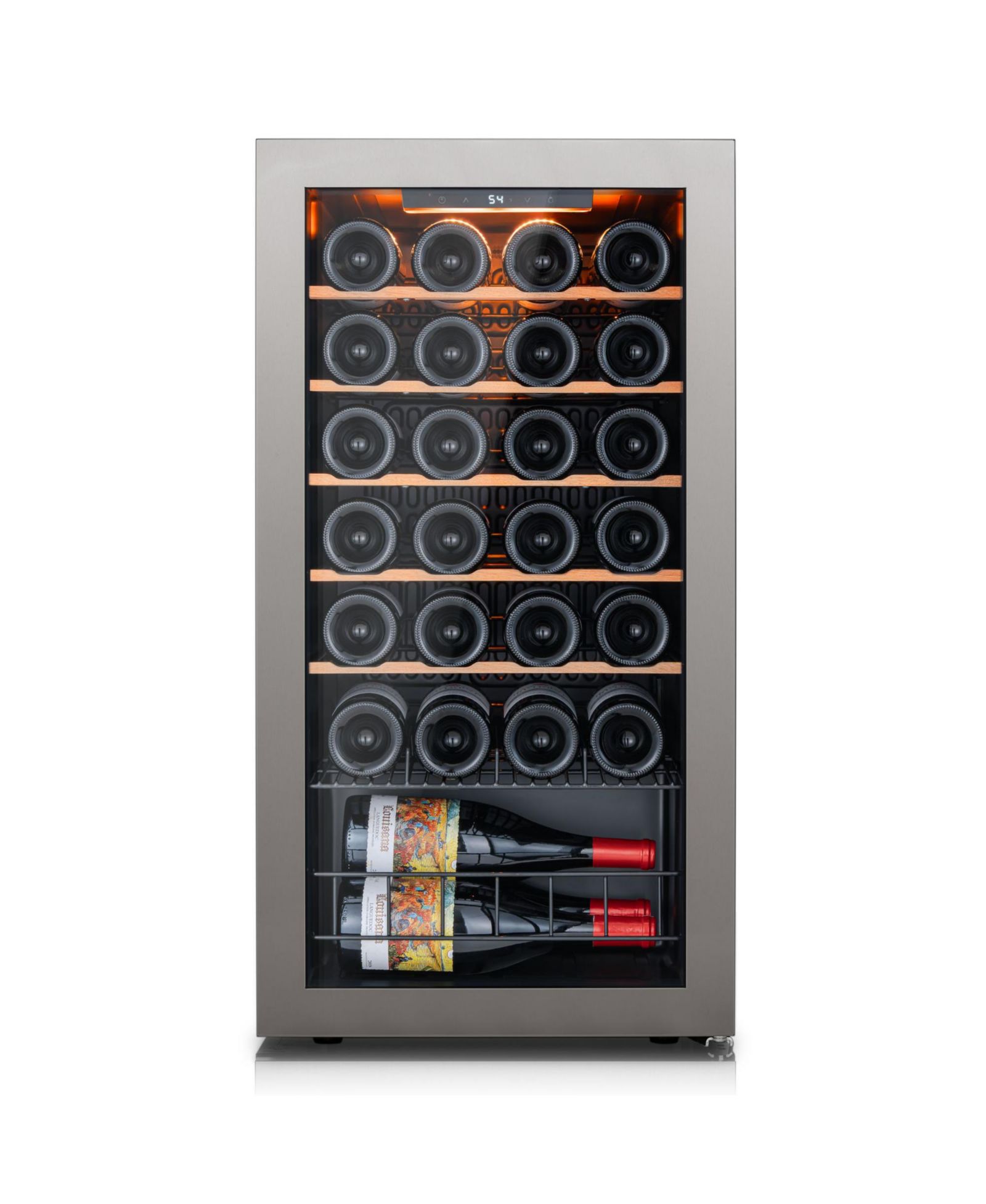 Ca'Lefort винный шкаф Refrigerator 28 Bottle Mini Wine Fridge 3 color LED Freestanding Wine Cellar с Glass Door
