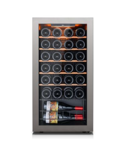 Ca'Lefort винный шкаф Refrigerator 28 Bottle Mini Wine Fridge 3 color LED Freestanding Wine Cellar с Glass Door
