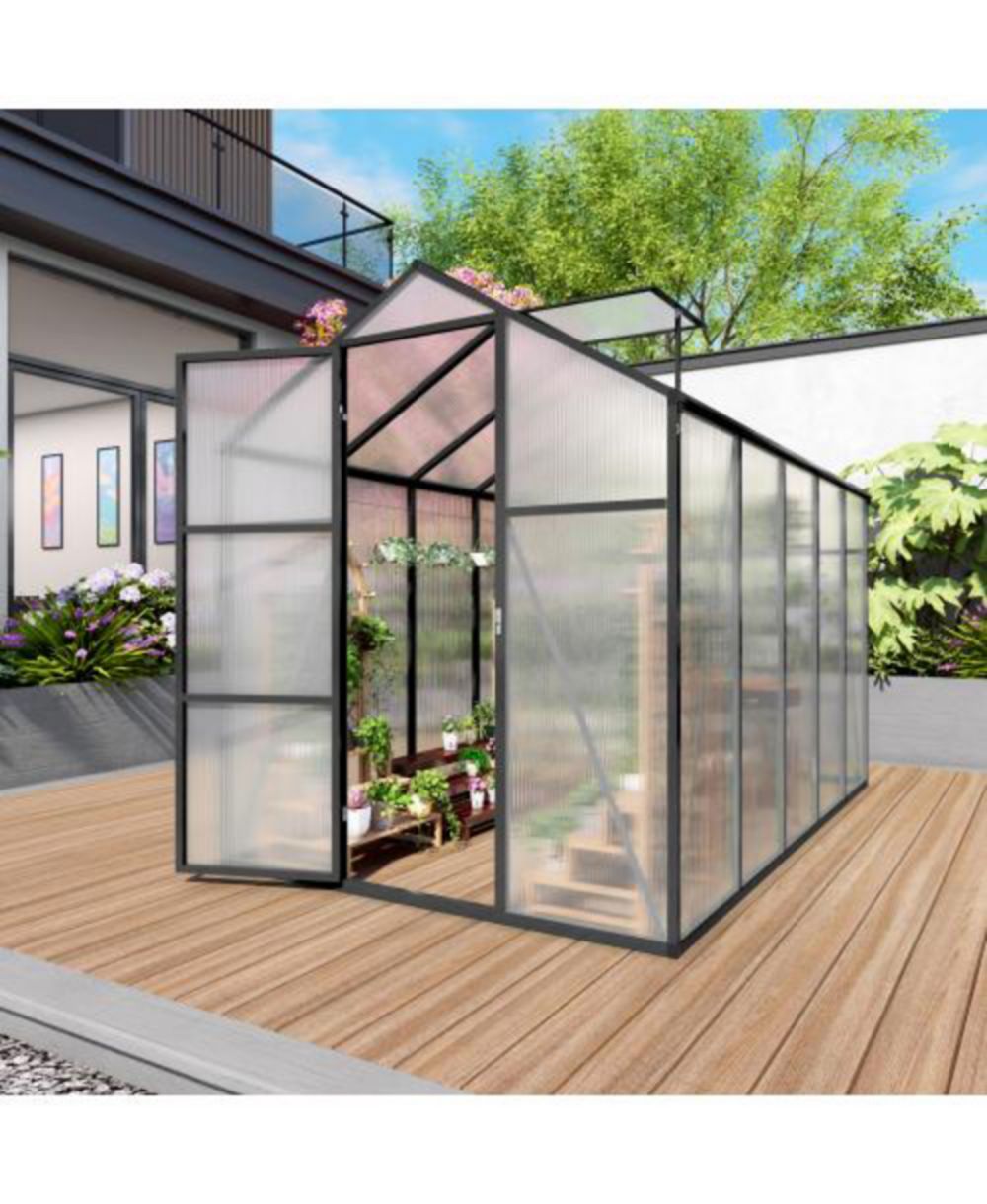 LOVMOR 6 x 10 FT Walk In Polycarbonate Greenhouse Aluminum Polycarbonate For Outdoor Garden Backyard