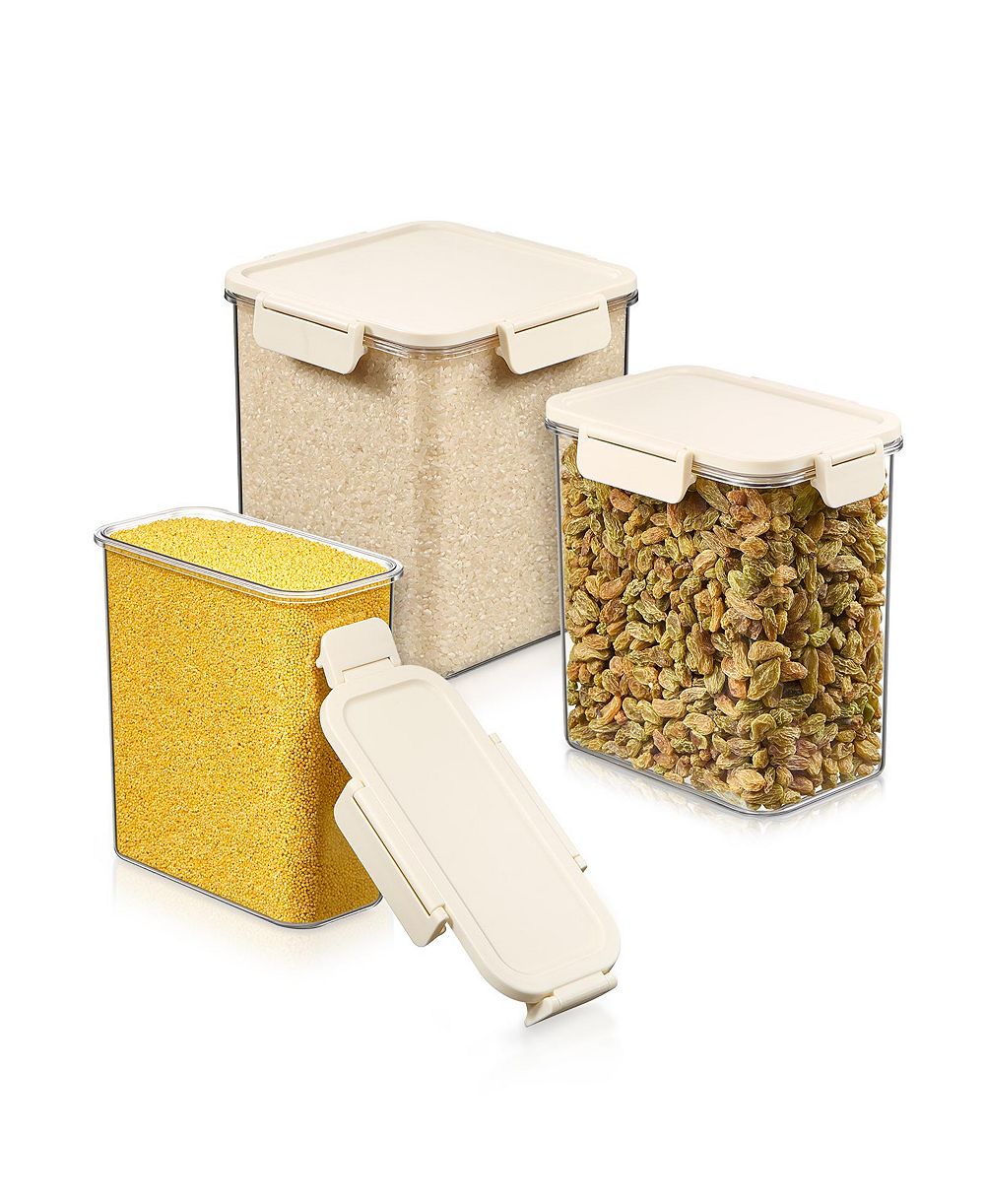 Sorbus 3-Piece Airtight Food Storage Container Set- Clear Stackable Canister for Pantry, Rice, Pasta, Cereal and Snacks
