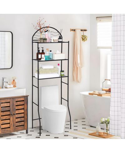 homfan Space-Saving 3-Tier Over Toilet Shelf - Freestanding Metal Bathroom Organizer Rack Ideal for Small Apartments and Restrooms