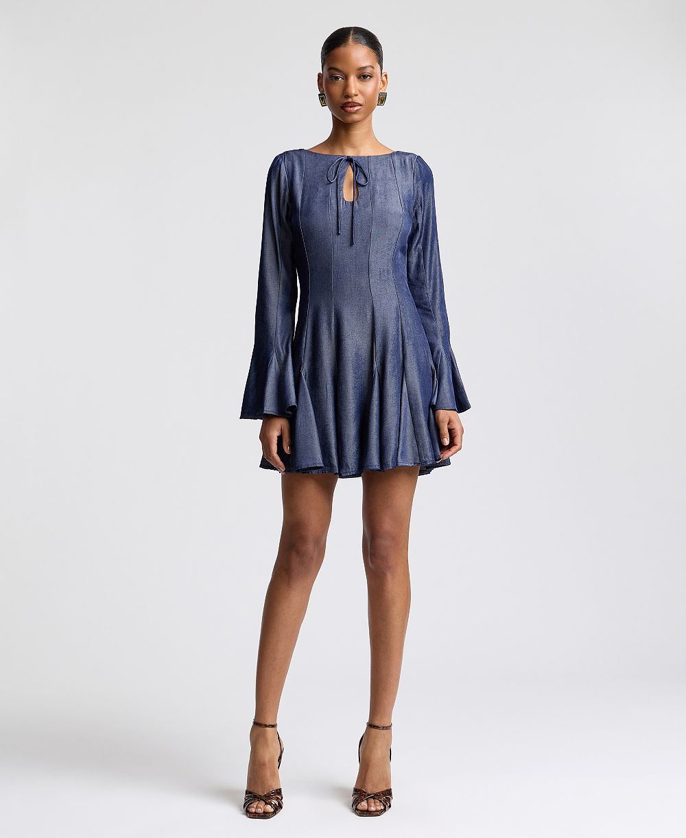 Женское мини-платье Avec Les Filles Boat Neck Bell-Sleeve