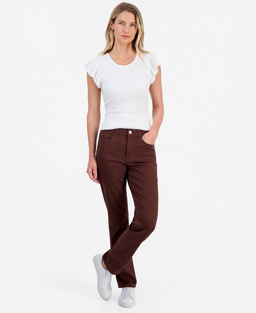 Nautica Women's Bay Sateen Straight Mid-Rise Pants
