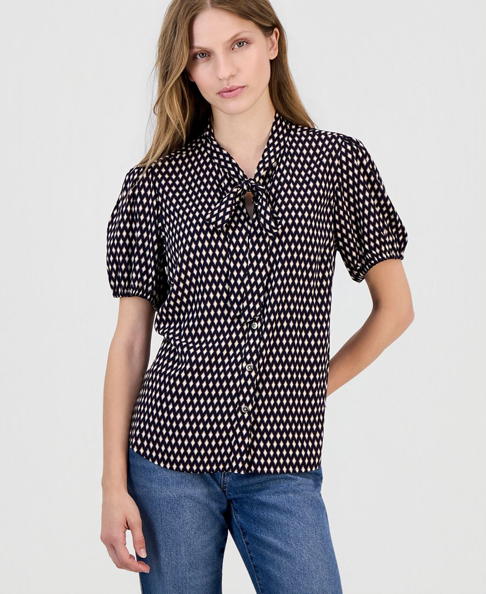 Женская рубашка Nautica Printed Puff-Sleeve Button-Front
