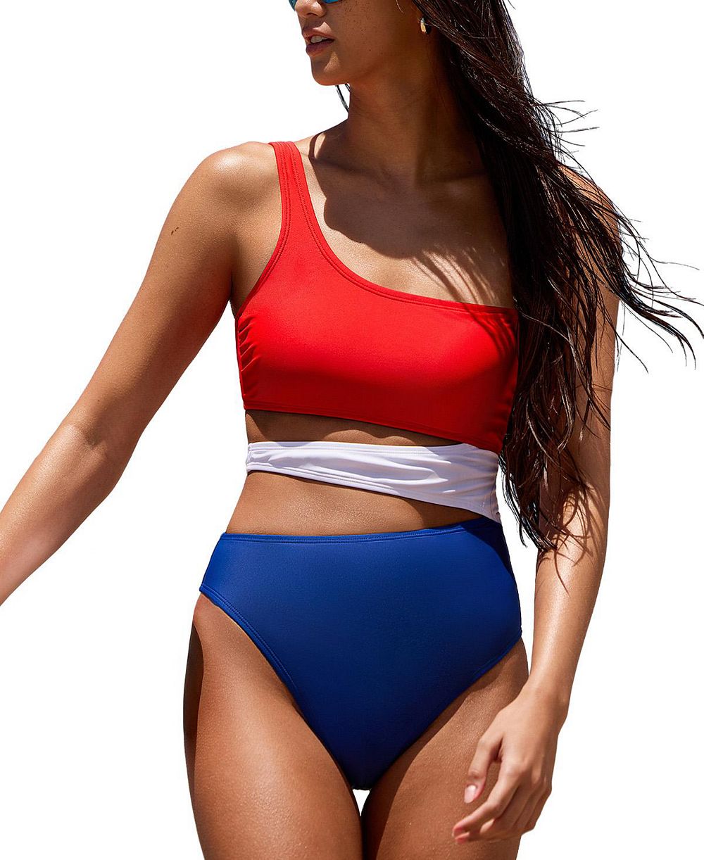 Cupshe Женский односменный купальник Americana Colorblock July Mood