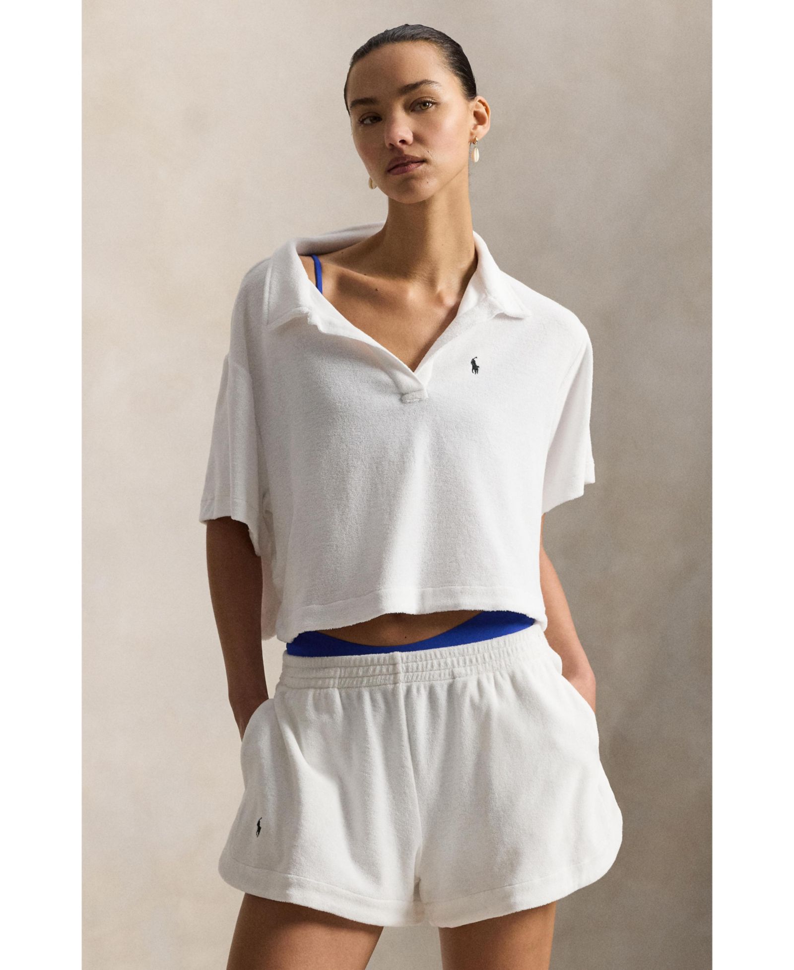 Polo Ralph Lauren Женский комплект из рубашки-накидки и шорт из махрового хлопка для плавания