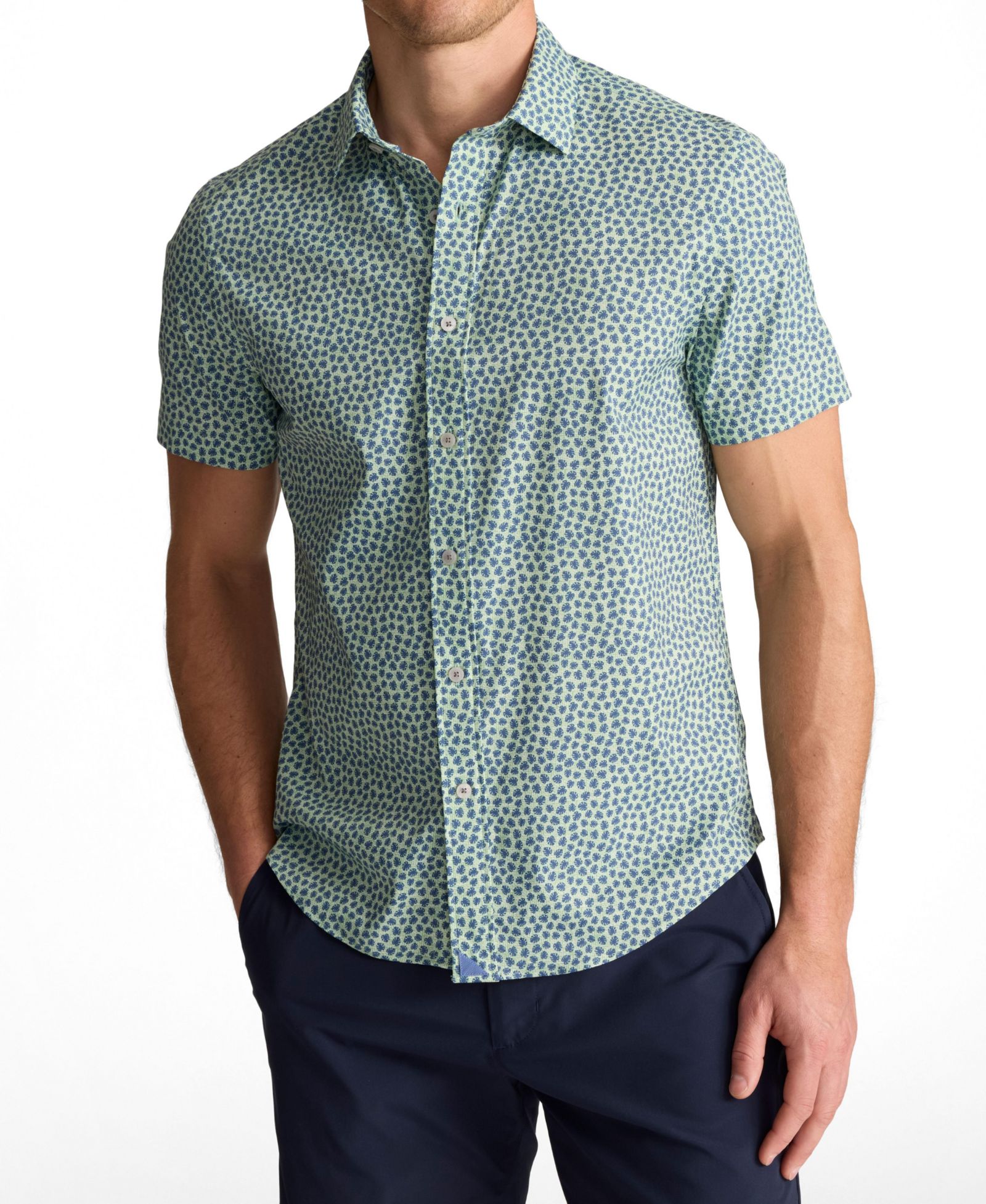 UNTUCKit Men's Regular Fit Performance Short-Sleeve Kyros Shirt