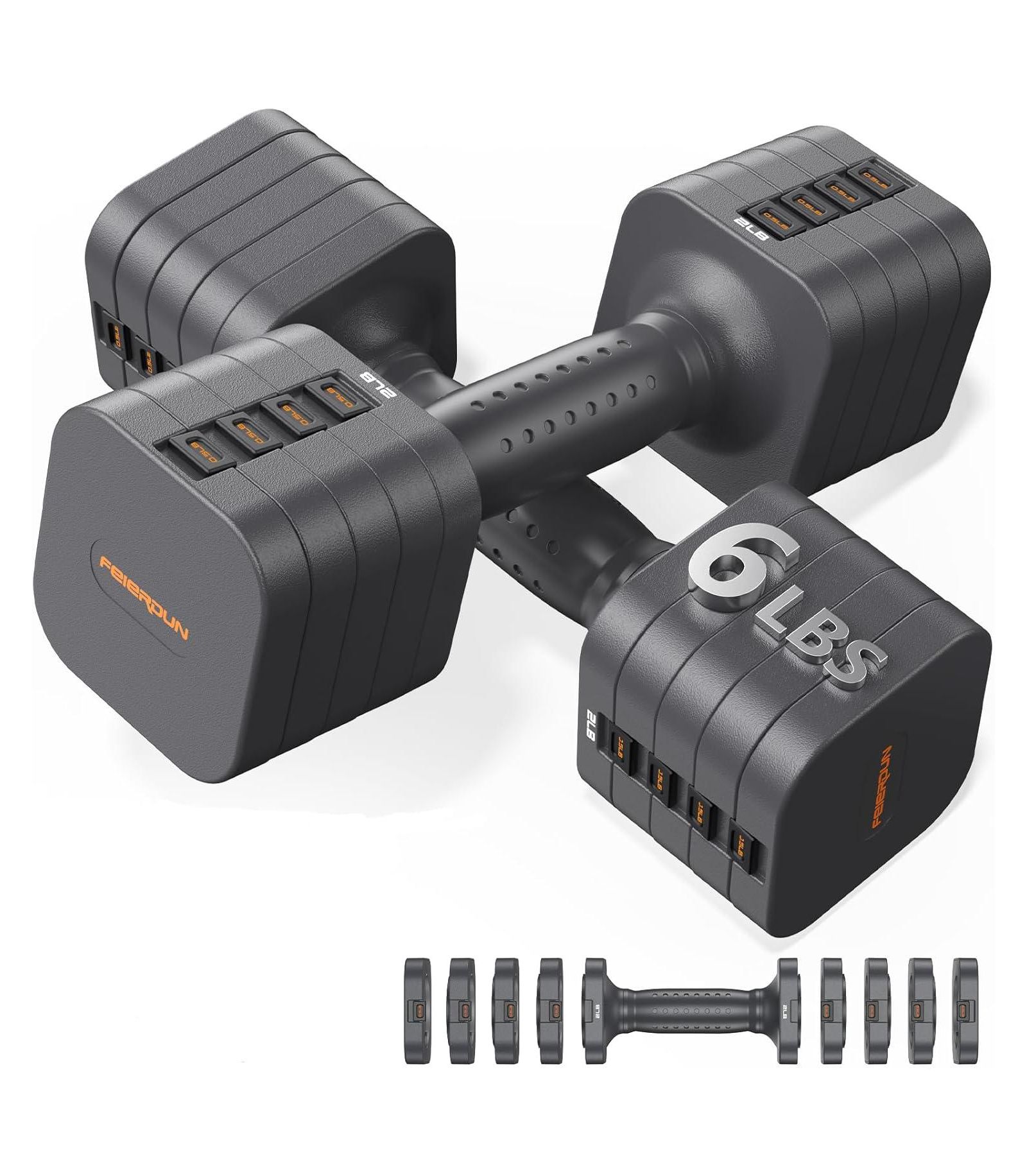 FED FITNESS 5-in-1 Adjustable Dumbbells Pair, LBS Quick-Adjust Hand Weights for Home Gym and Outdoor Training