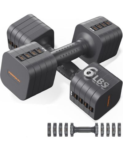 FED FITNESS 5-in-1 Adjustable Dumbbells Pair, LBS Quick-Adjust Hand Weights for Home Gym and Outdoor Training