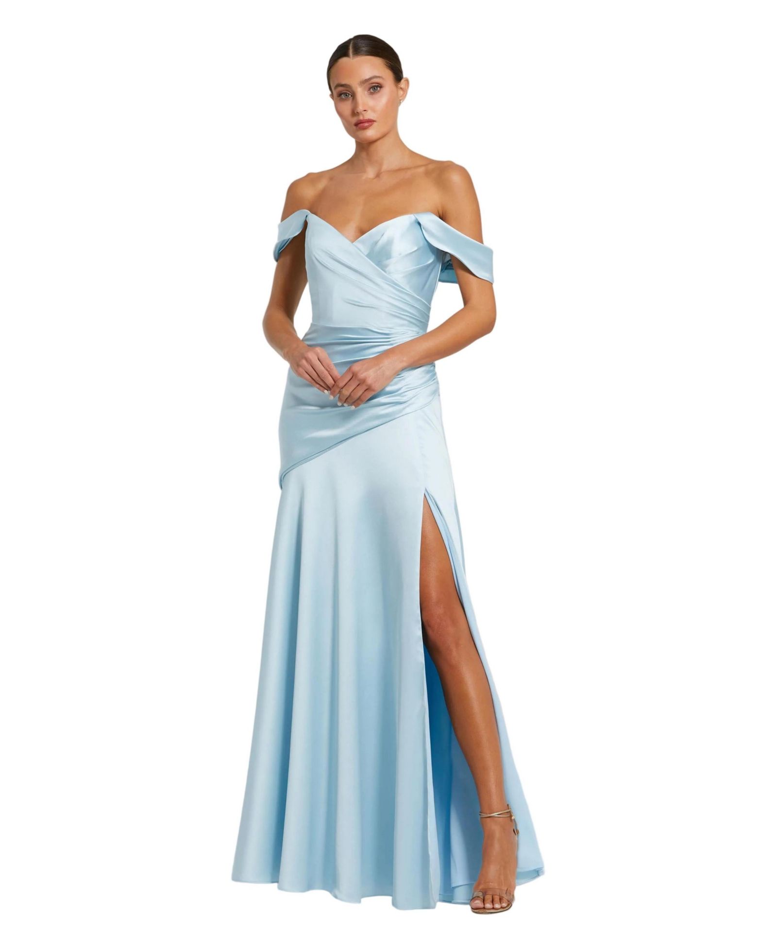 Женское вечернее платье Mac Duggal Off-Shoulder Satin Crossover