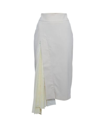 Pre-Owned Brunello Cucinelli Women's Cotton Pleat Detail Midi Skirt