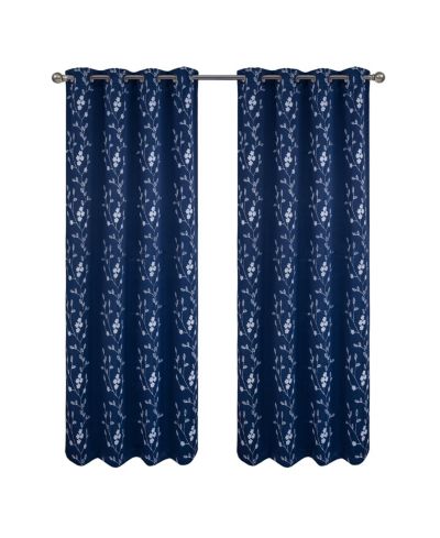 RT Designers Collection RT Designer Collection Lilian Embroidered Blackout Luxurious Decorative Grommet Curtain Panel
