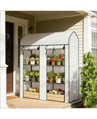 Lovmor 4.7 x 1.5 x 5.4 Feet Cover Steel Mini Greenhouse for Garden Storage