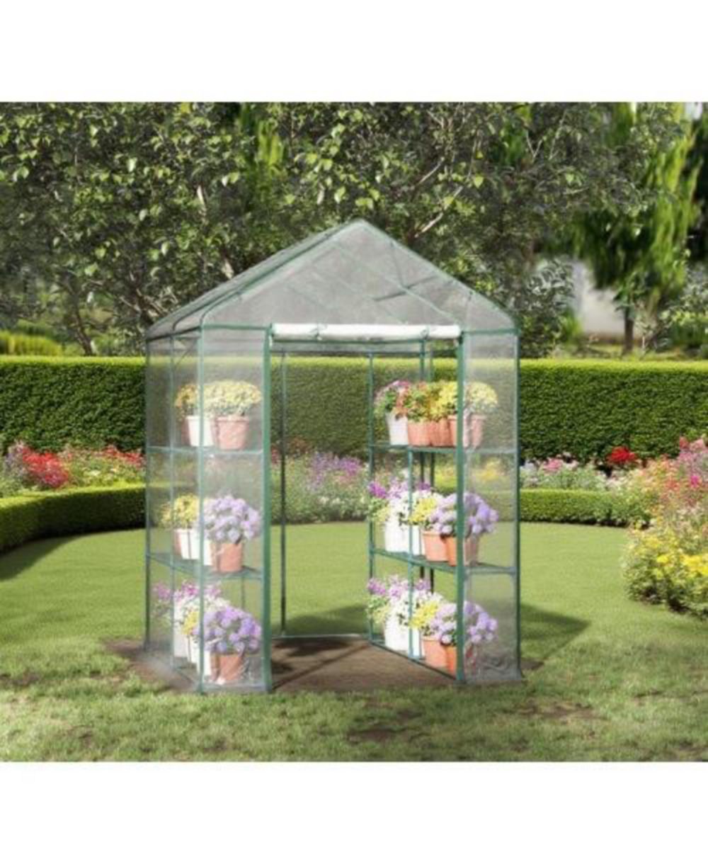 Lovmor 6.5 Feet Wood Polycarbonate Cold Frame Greenhouse for Outdoor Garden Storage