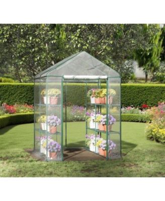 Lovmor 6.5 Feet Wood Polycarbonate Cold Frame Greenhouse for Outdoor Garden Storage