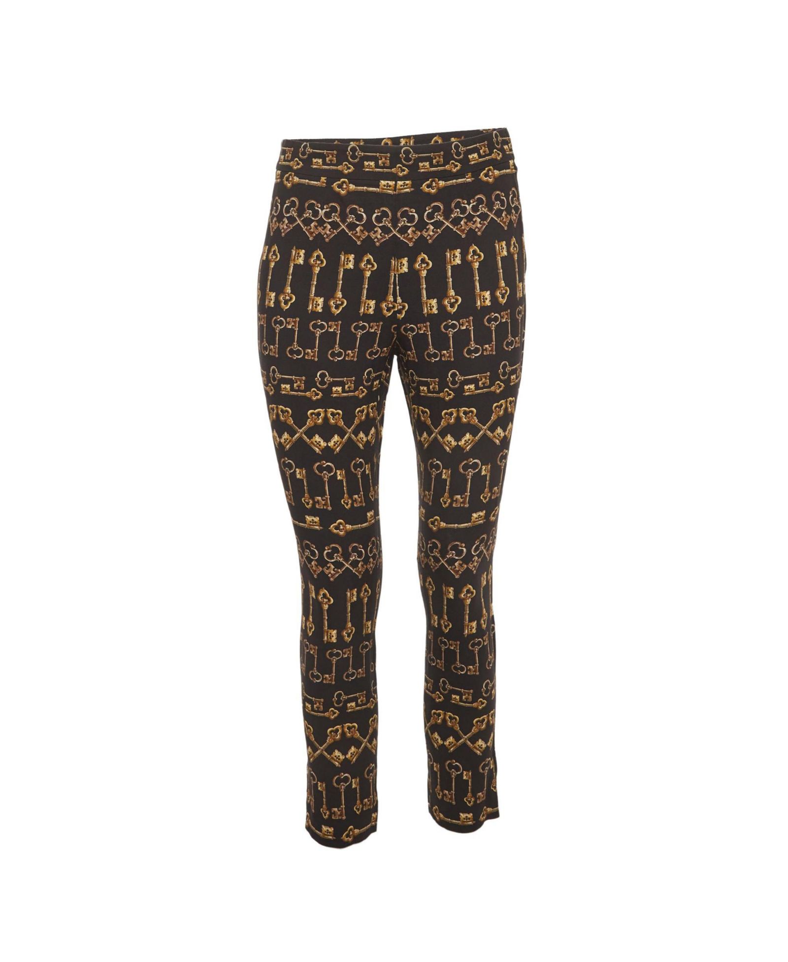 Pre-Owned Dolce & Gabbana Women's Key Print Crepe Slim Fit Pants