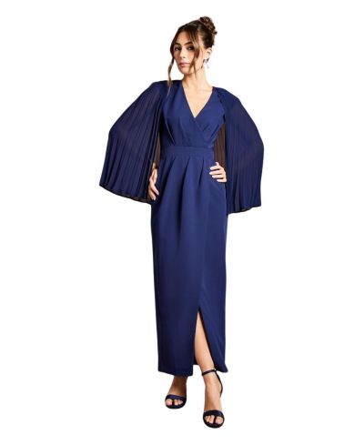 Coast Women's Pleated Cape Detail Crepe Pencil Dress