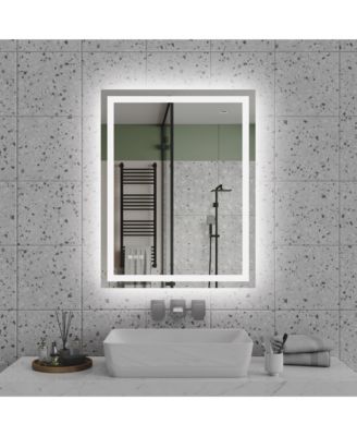 Зеркало для ванной комнаты RAINSKEN 28"36" LED, антизапотевающее с фронтальной и задней подсветкой