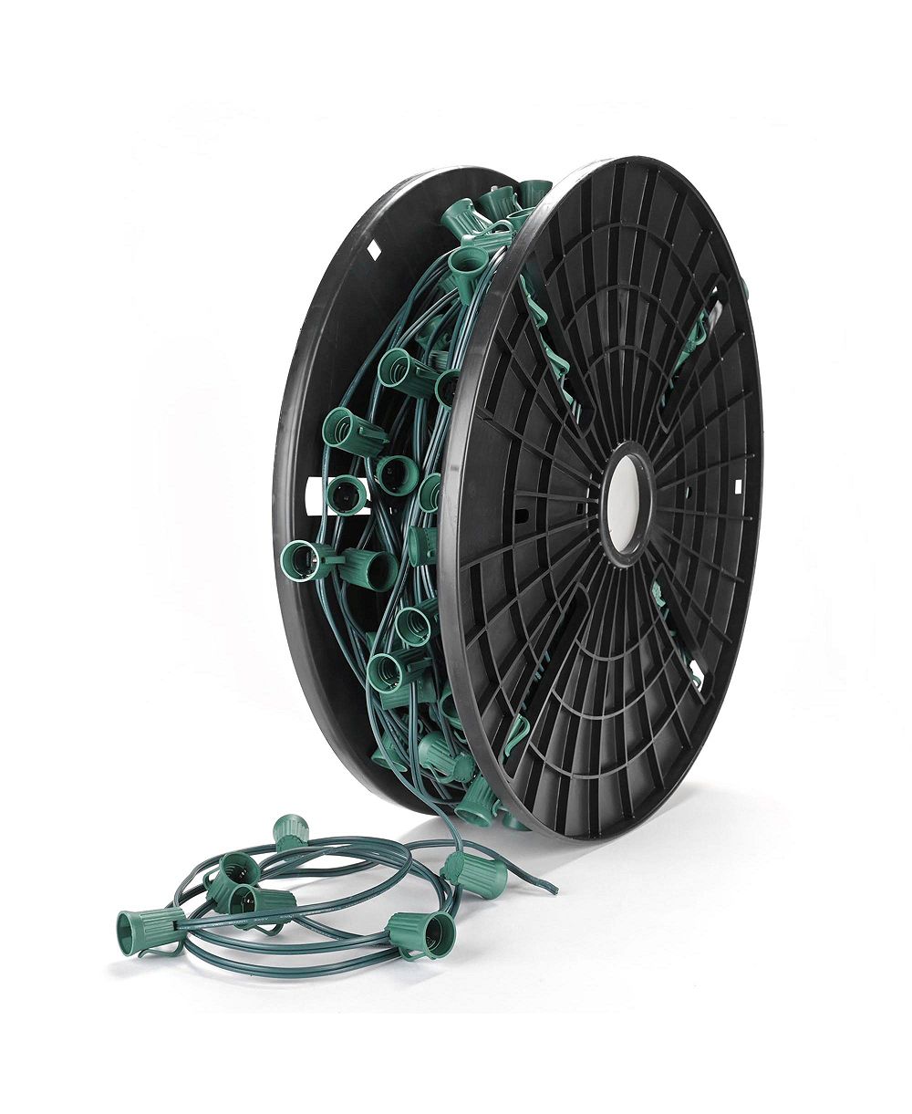 DELight Commercial 250Feet C9 Christmas Light Spool Set UL Listed Light Sockets