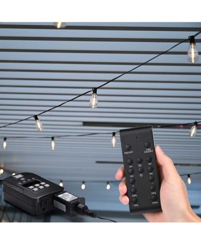 Уличный диммер DELight для гирлянд 600W с беспроводным пультом управления 100FT и таймером Dusk-to-Dawn 24H, IP44 Waterproof