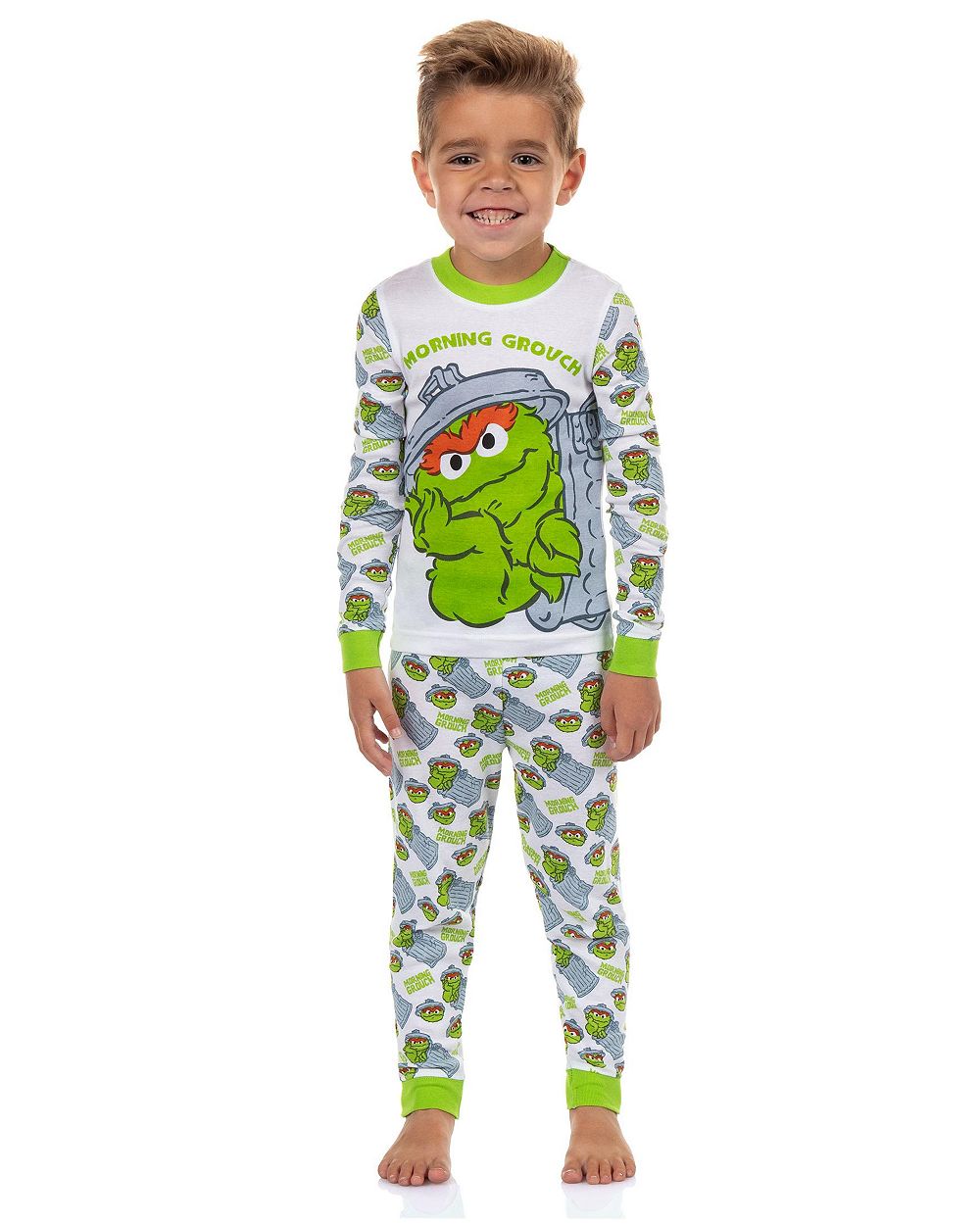 Sesame Street Детский Oscar the Grouch 2 Piece Tight-Fit Pajama Set