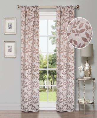 Leaves Machine Washable Room Darkening Semi Blackout Curtains, Set of 2